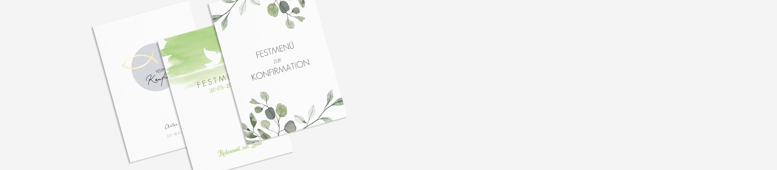 Konfirmation Menükarten Tischdeko