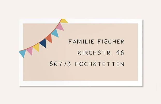 Empfängeraufkleber für Kindergeburtstagskarten