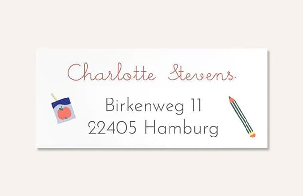 Absenderaufkleber zur Einschulung