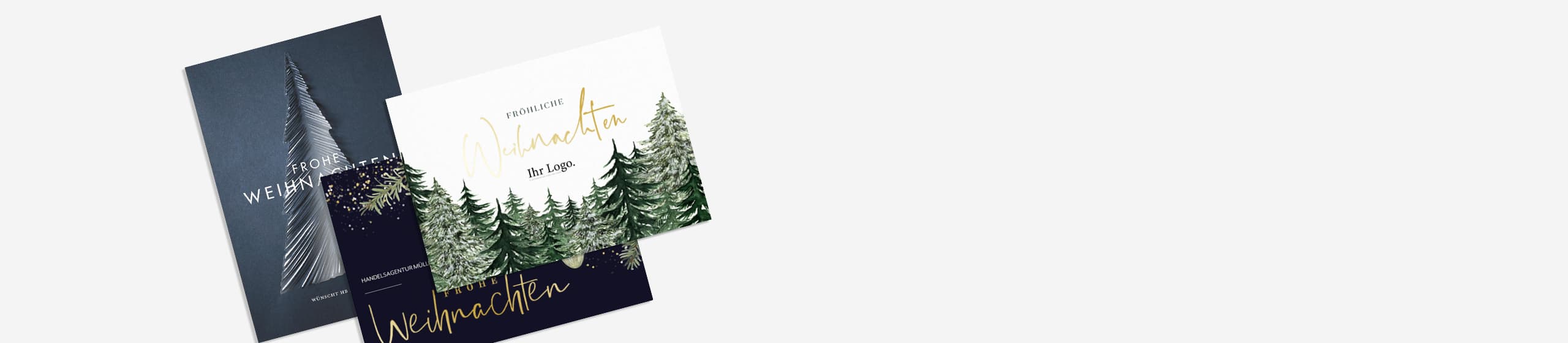 Weihnachtskarte geschäftlich: Set aus drei Karten