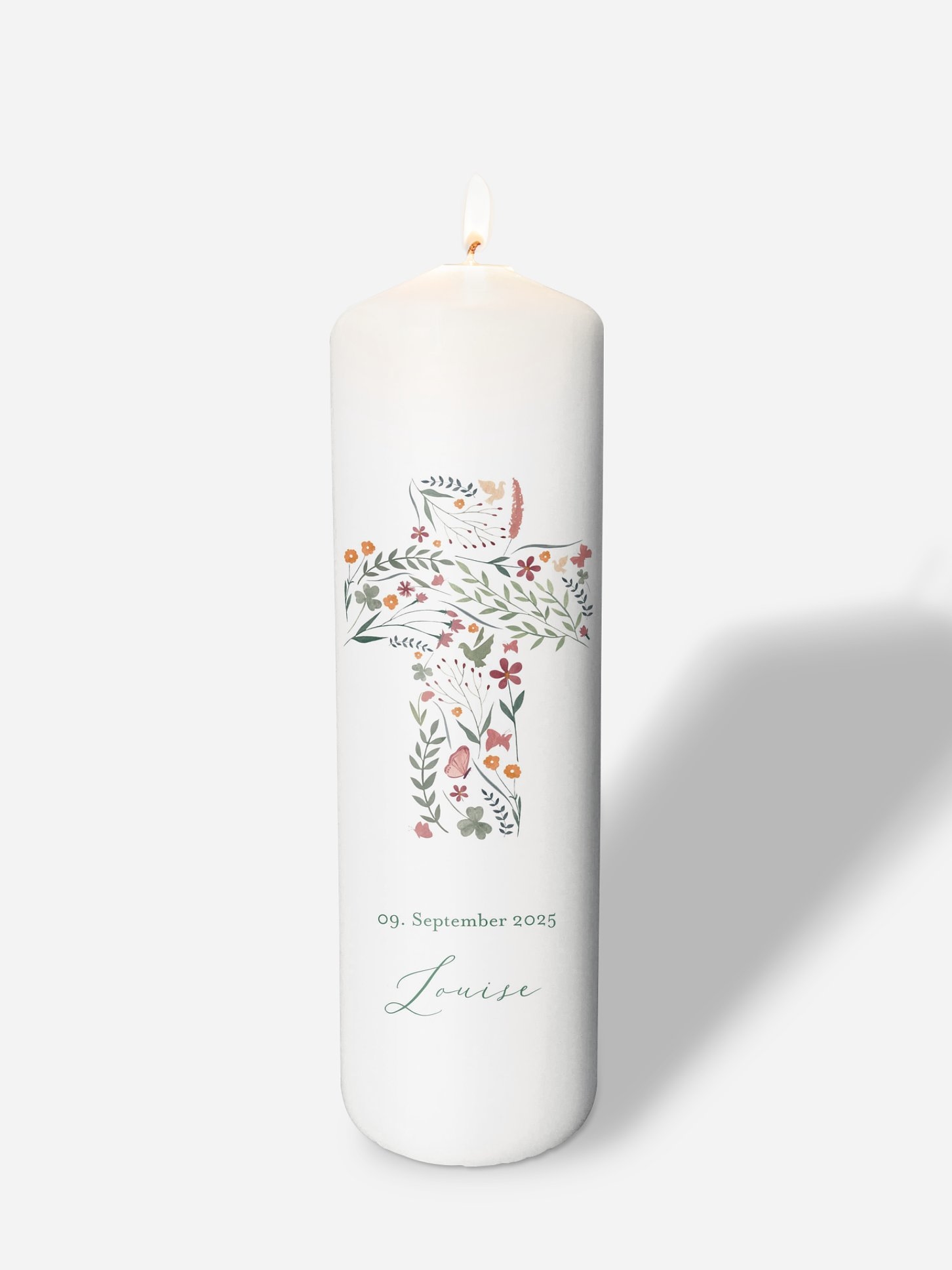 Taufkerze Blumenkreuz