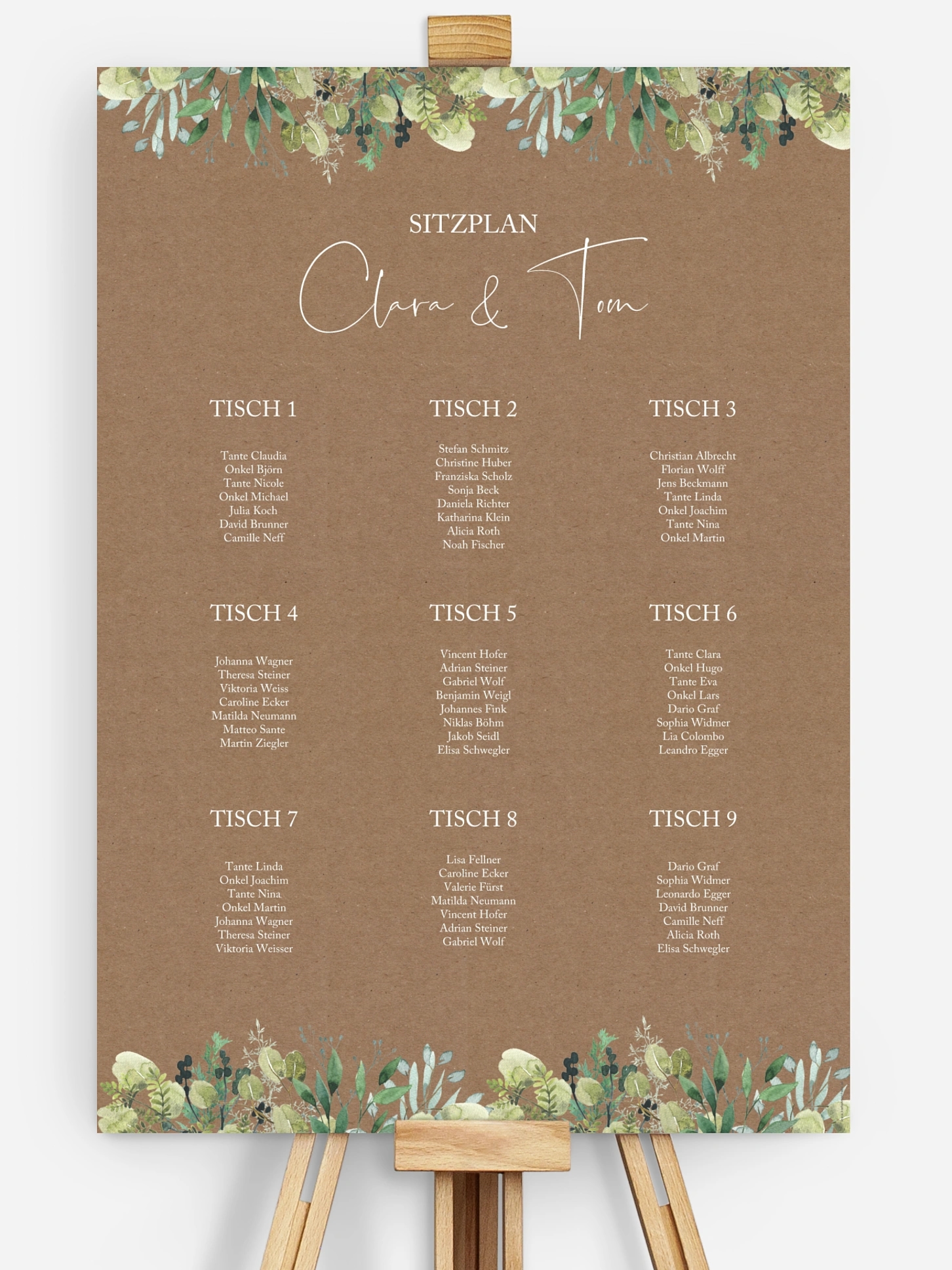 Sitzplan Plakat Rustic Green Magic