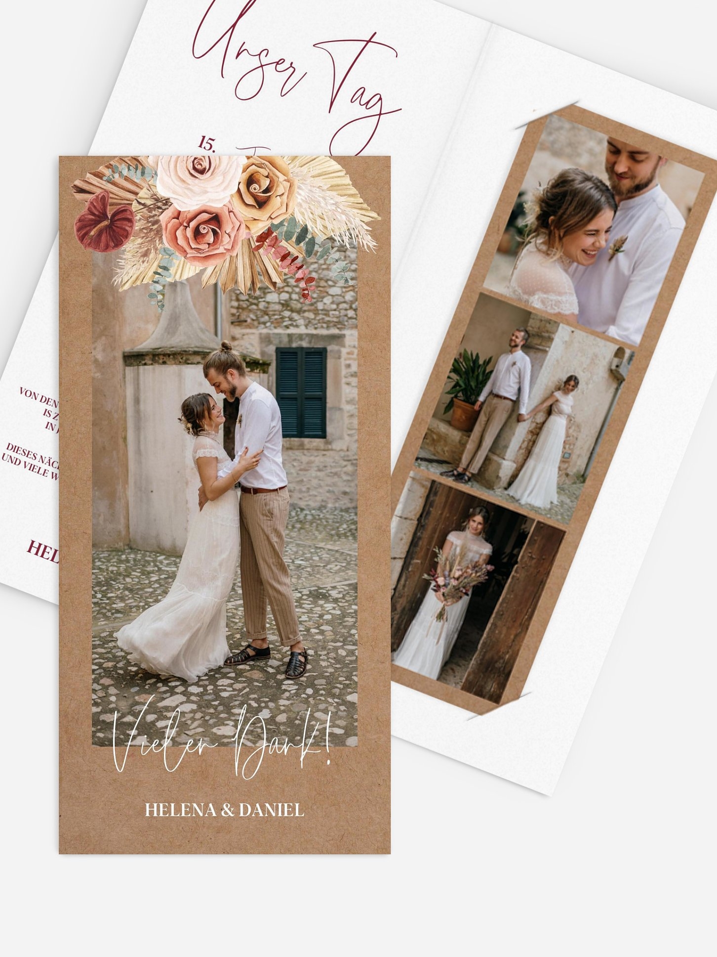 Dankeskarte Hochzeit Bohemian Florals