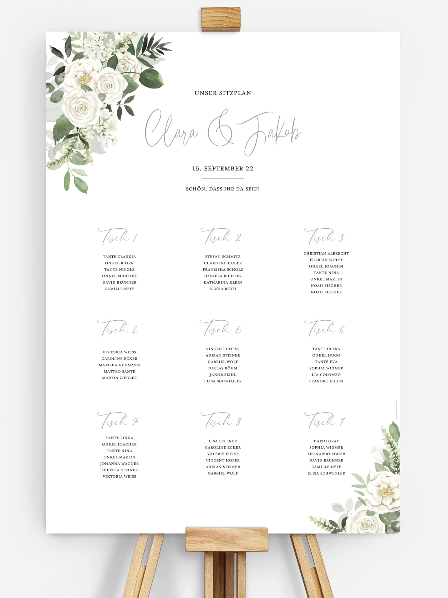 Sitzplan Plakat White Bouquet