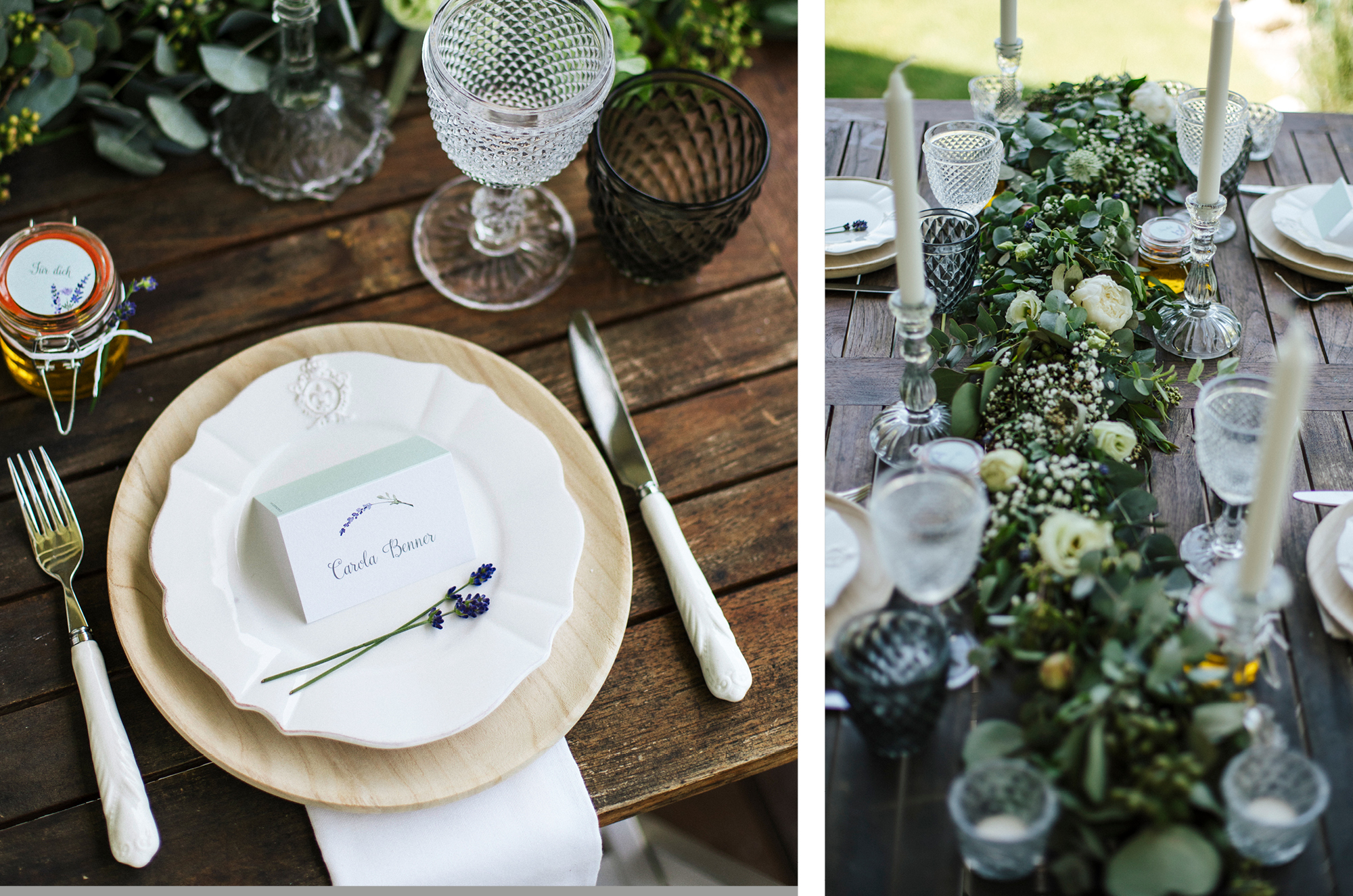 Tischdekoration im nachhaltigen Greenery Look mit Papeterie.