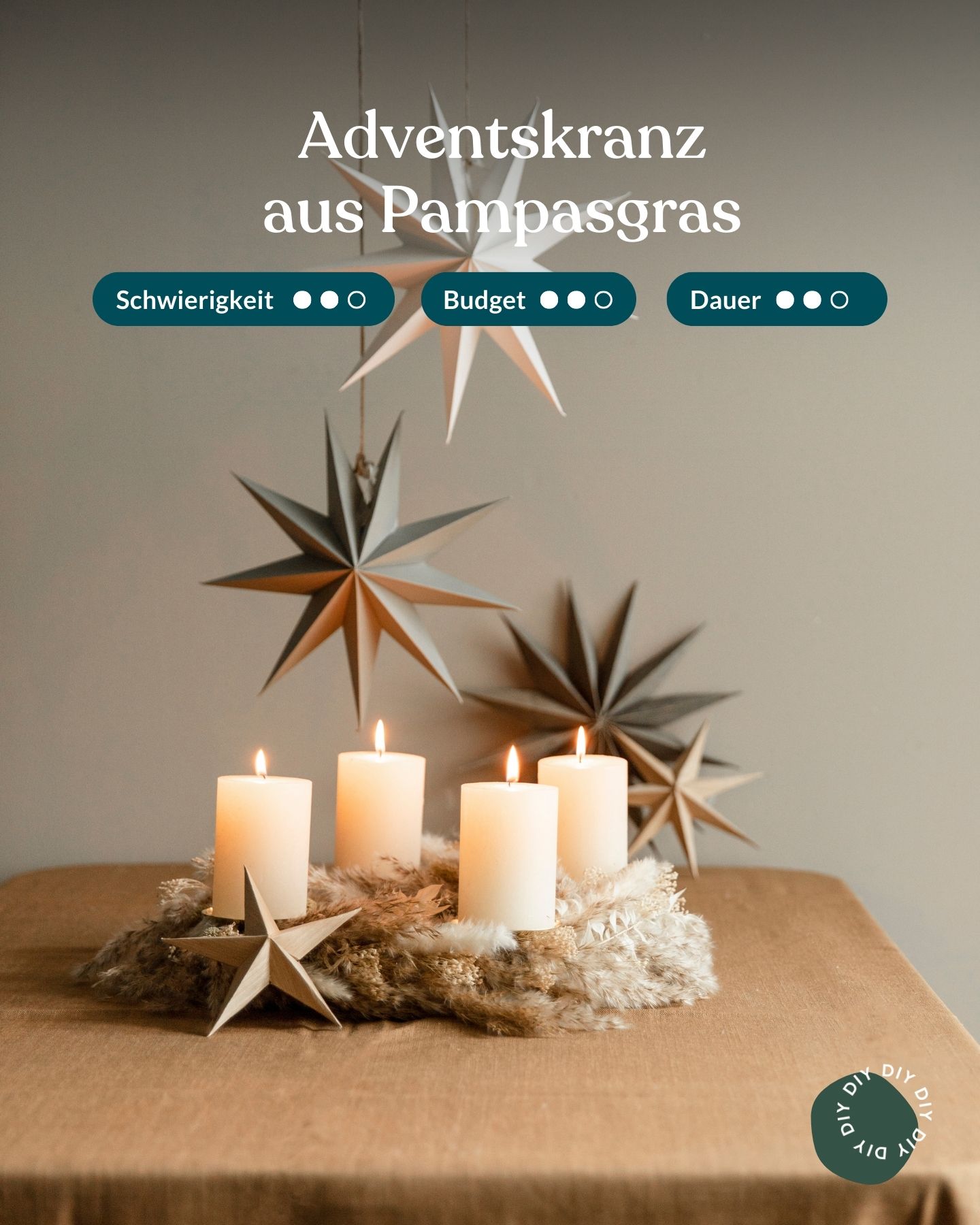 DIY-Adventskrans aus Pampasgras