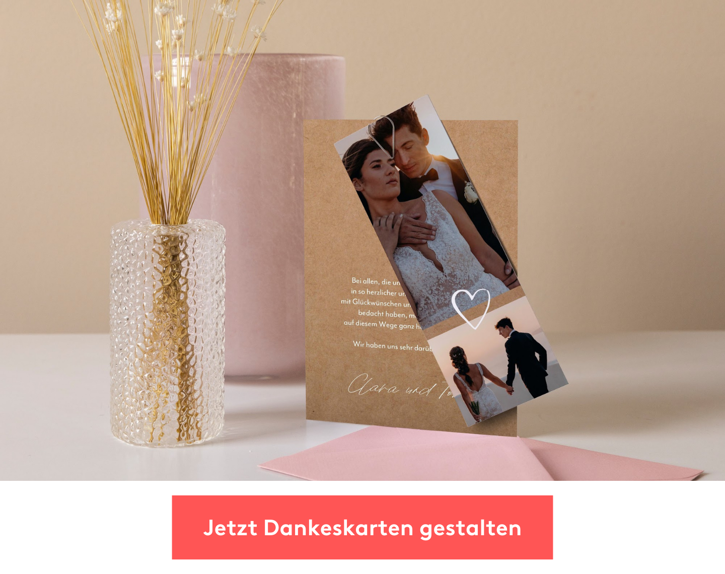 Dankeskarten mit Fotos des Brautpaares