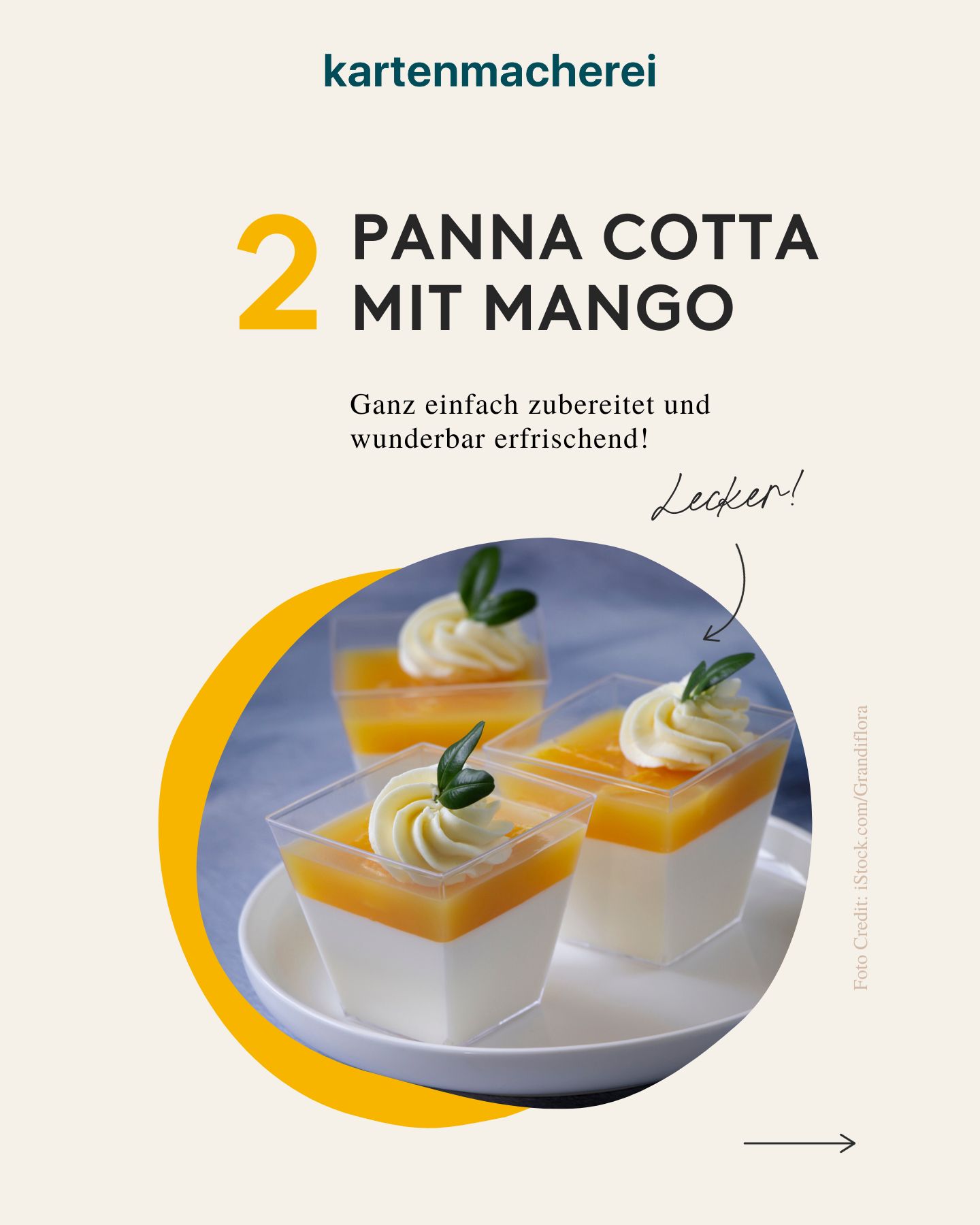 Rezeptbild für ein Panna cotta mit Mango