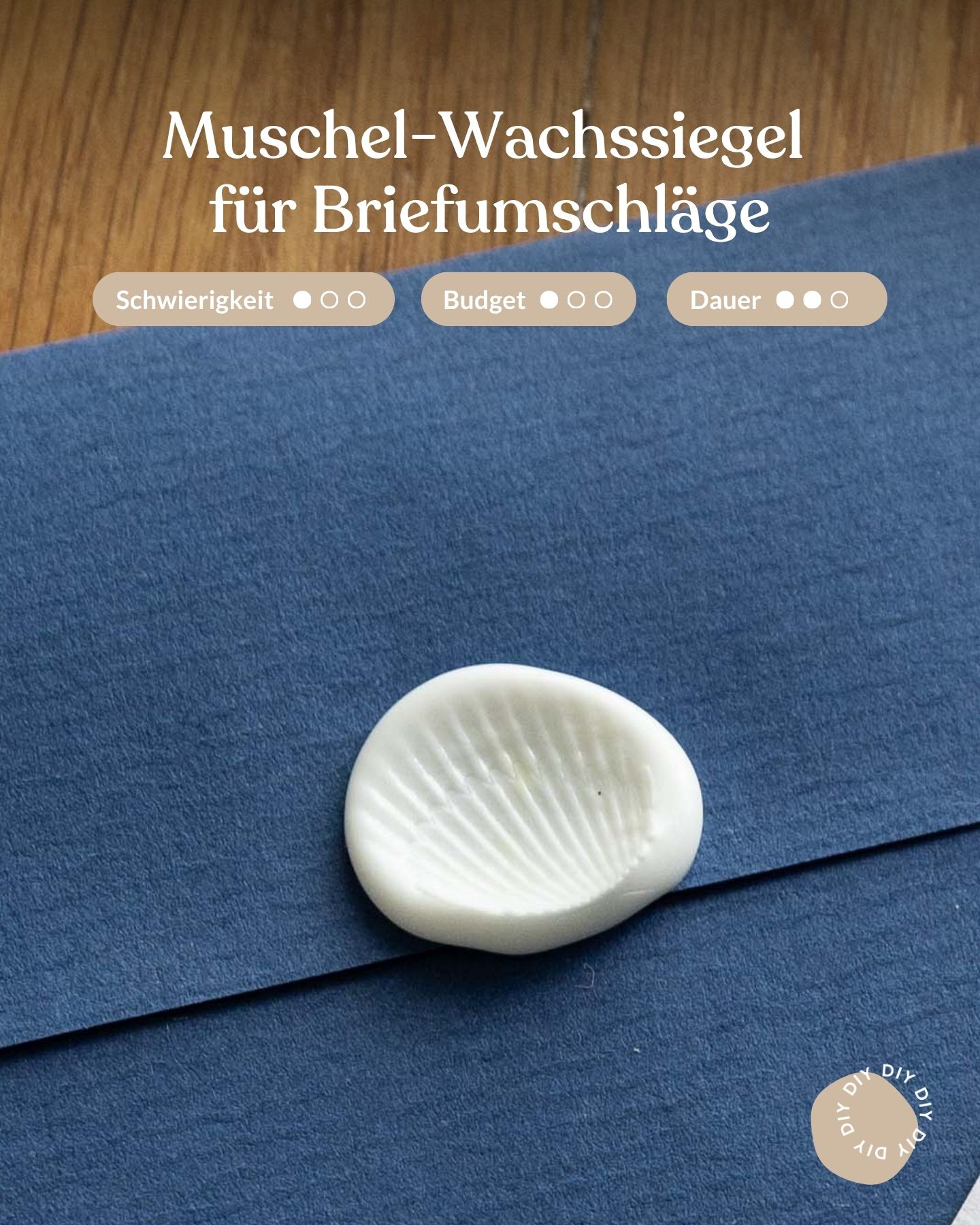 DIY-Siegel für Hochzeitseinladung mit Muschelabdruck