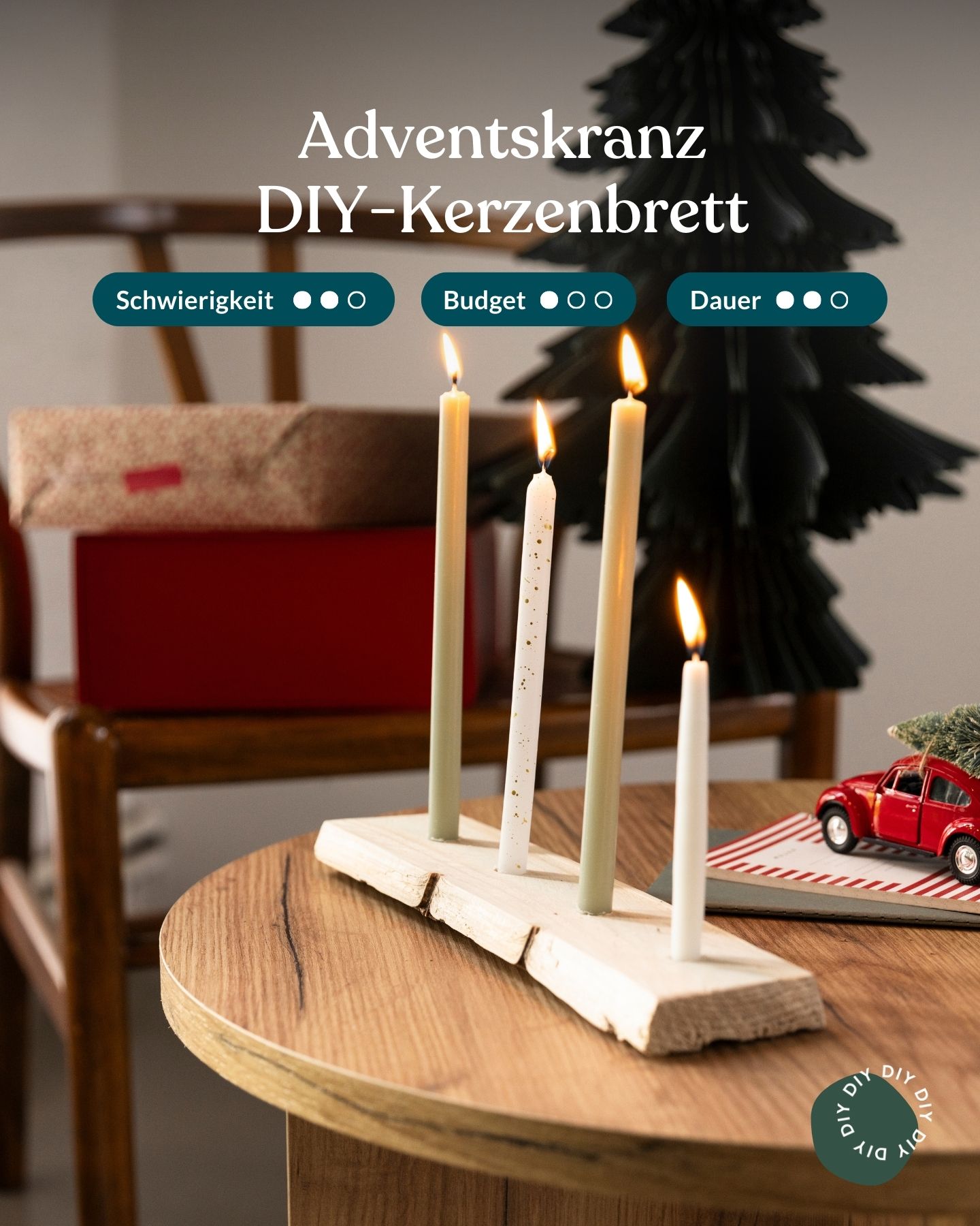 DIY-Adventskalender Kerzenbrett