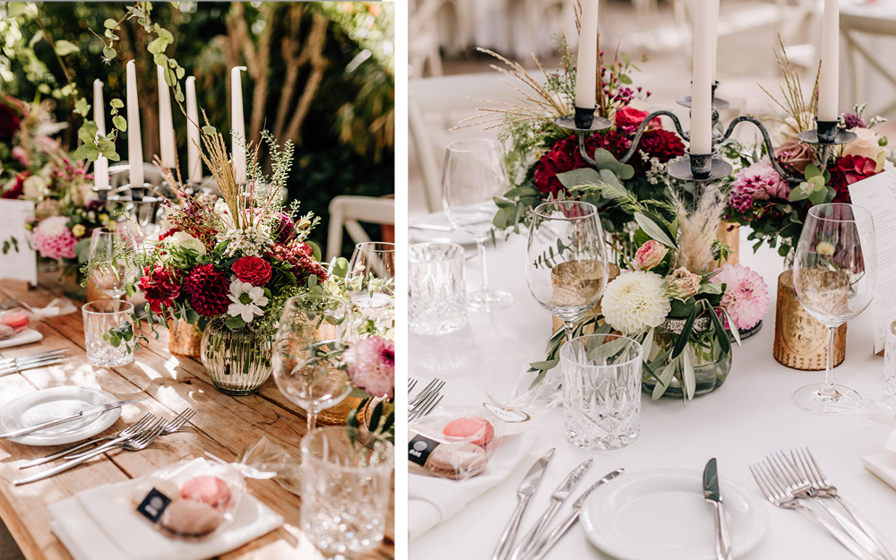 Hochzeitstisch mit Blumen