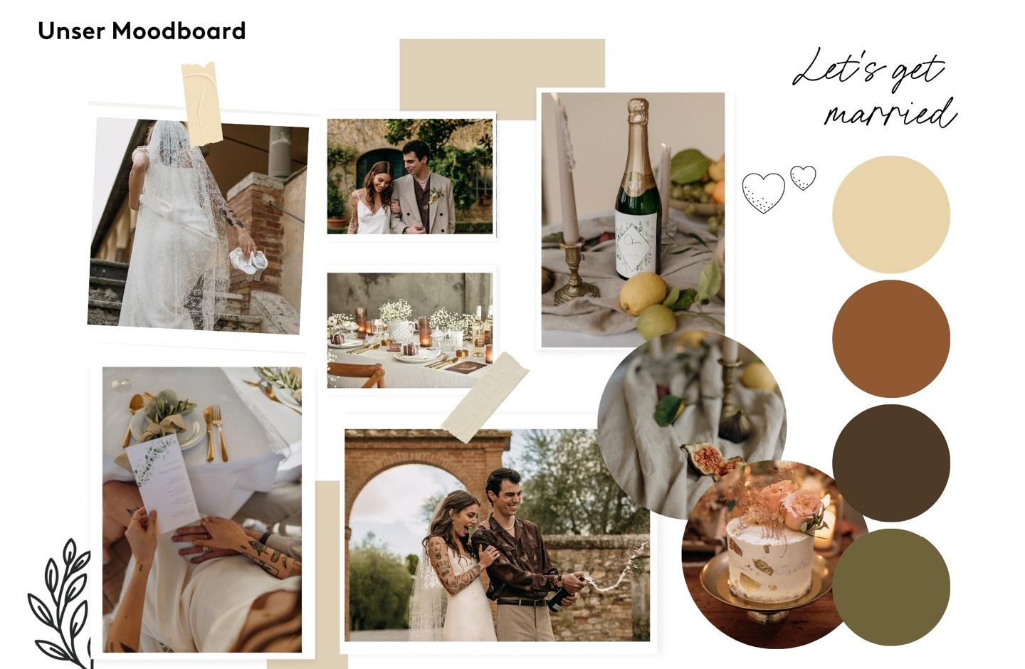 Ein Moodboard zum Thema Hochzeit.