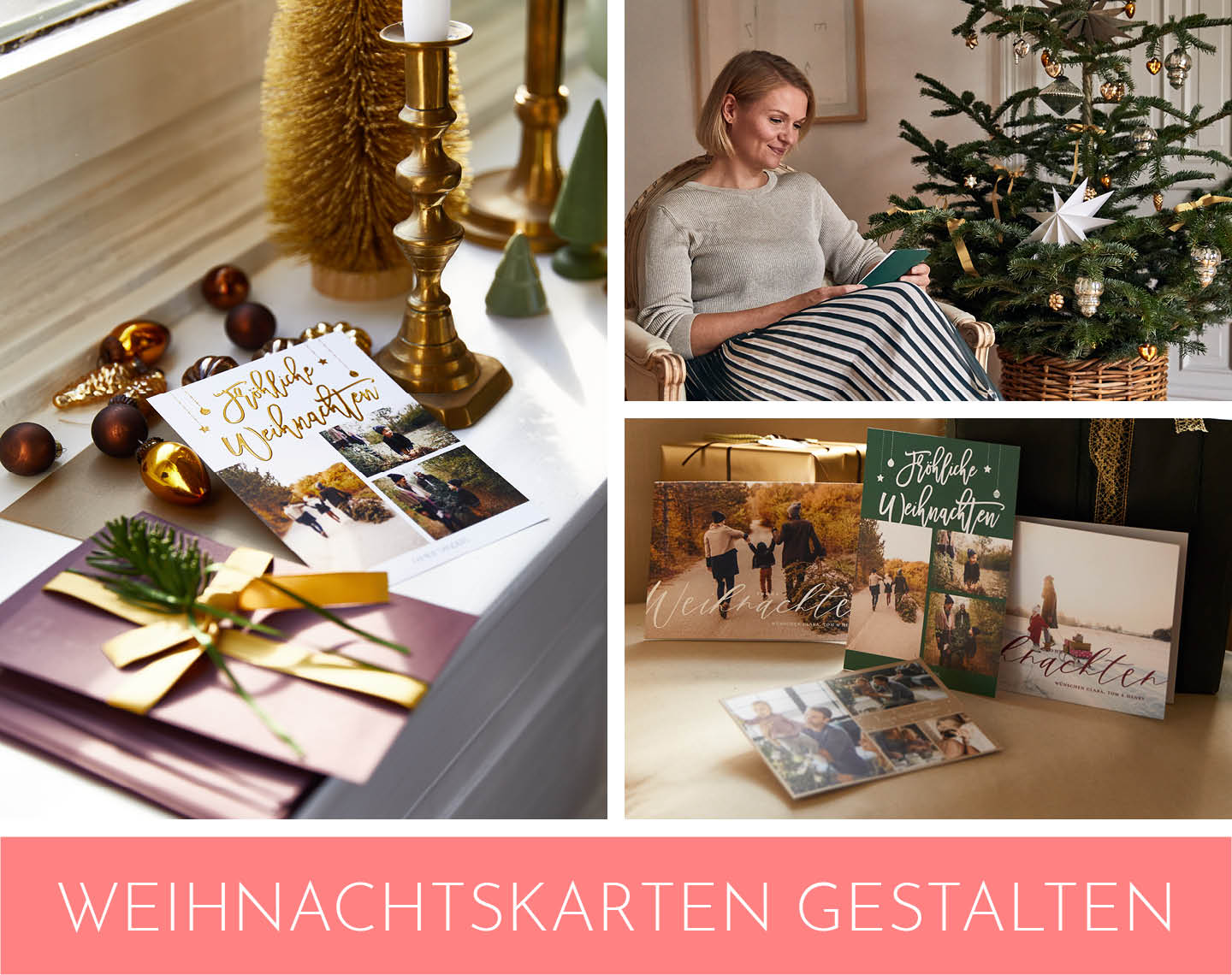 Tischdeko zu Weihnachten selber machen: Ergänze die Tafel mit Weihanchtskarten.