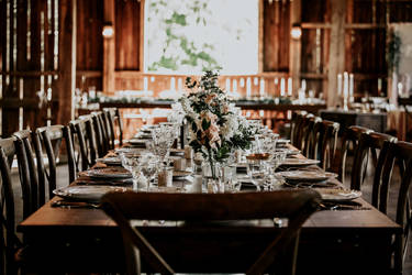 Wedding reception in barn
