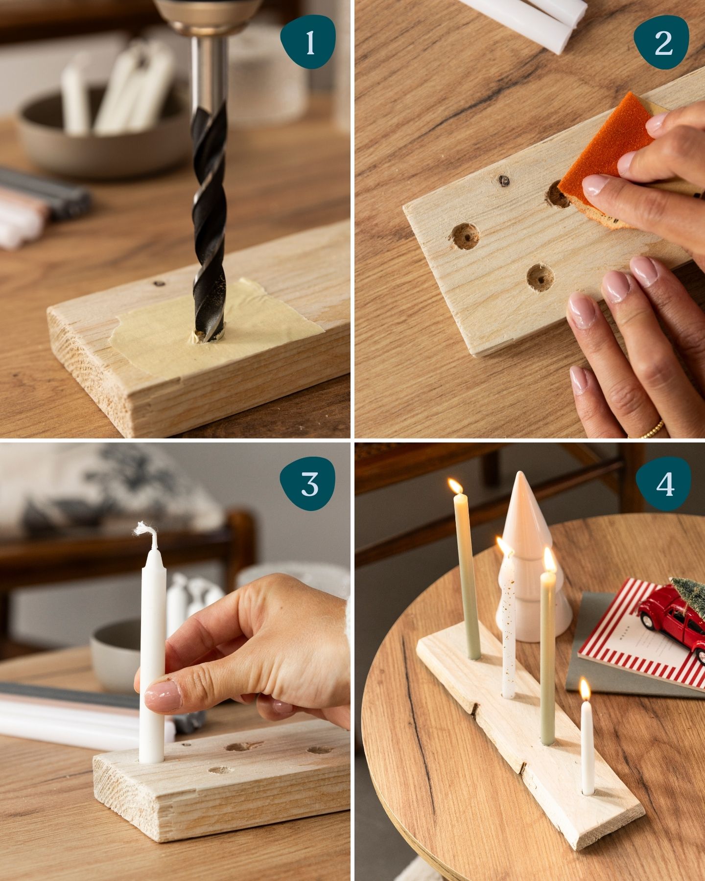 DIY-Adventskalender auf Kerzenbrett. Schritt-für-Schritt-Anleitung.