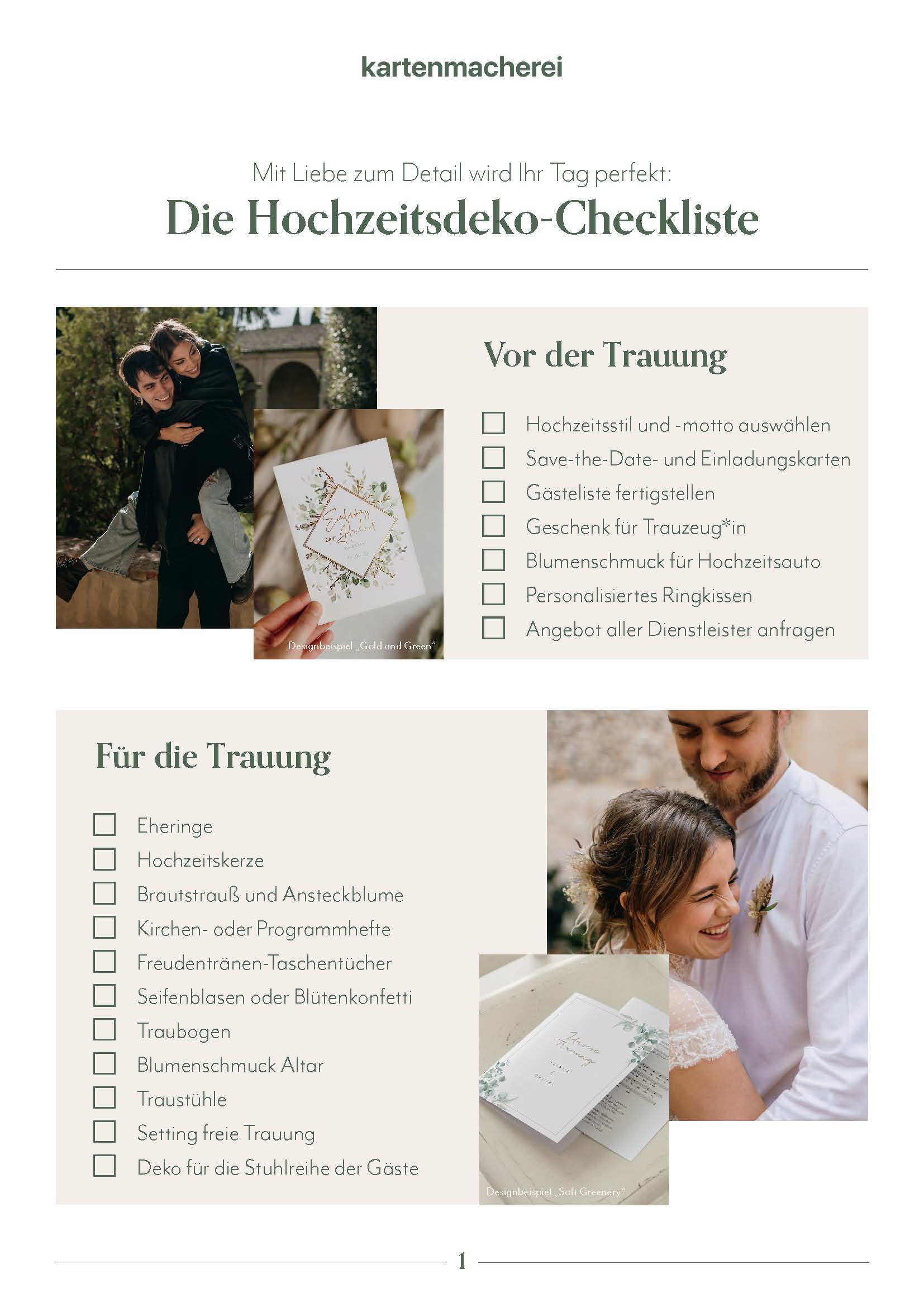 Hochzeitsdeko Checkliste zum Downloaden & Ausdrucken