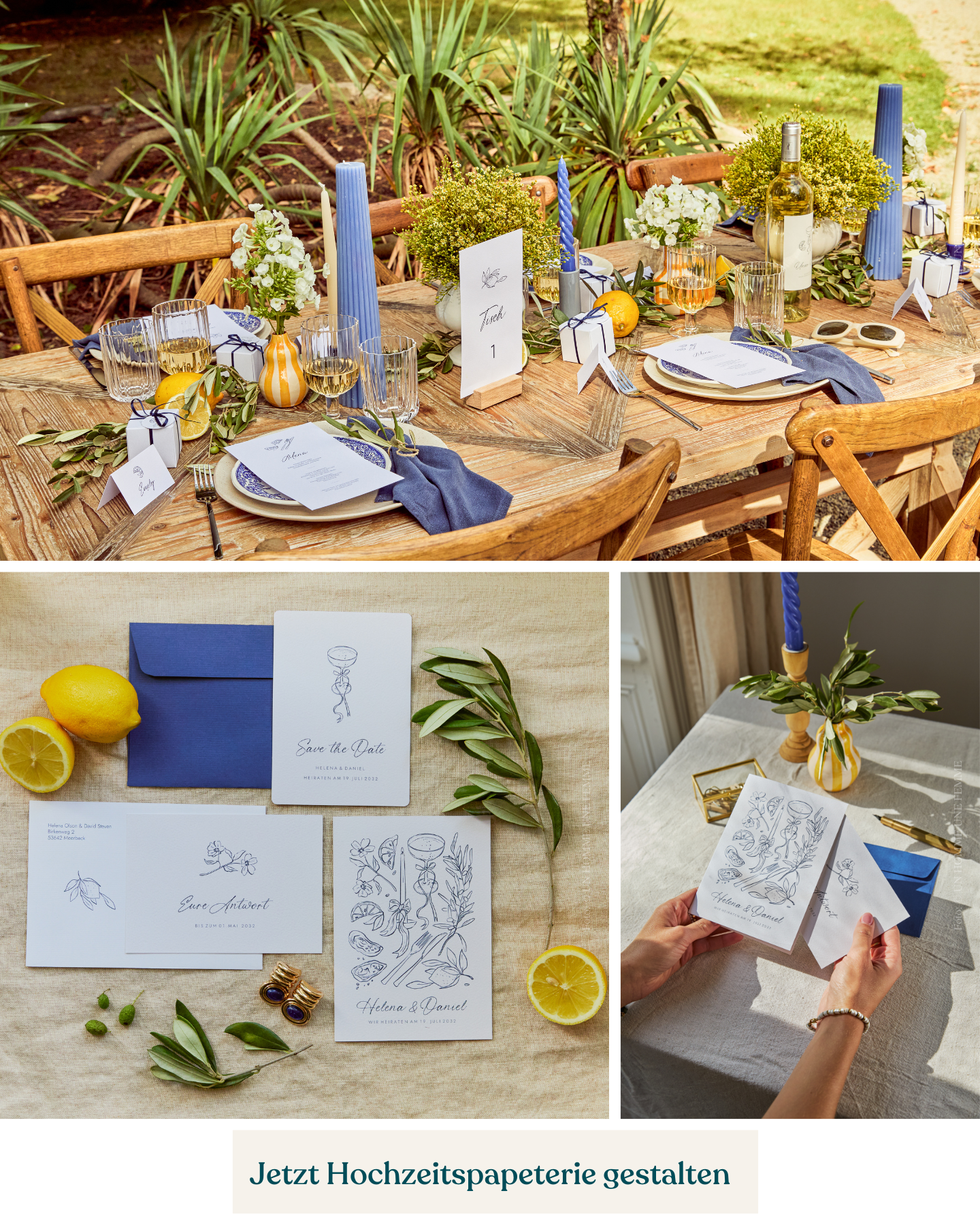 Die gesamte Hochzeitspapeterie in einem Design