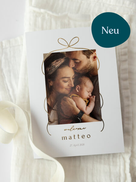 Geburtskarte Golden Bow