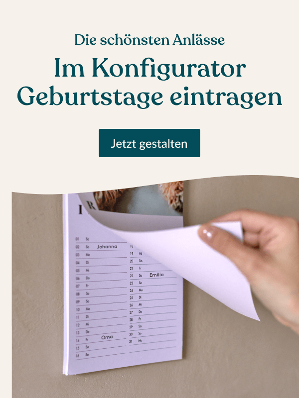 In der Schriftart Ihrer Wahl Geburtstage eintragen