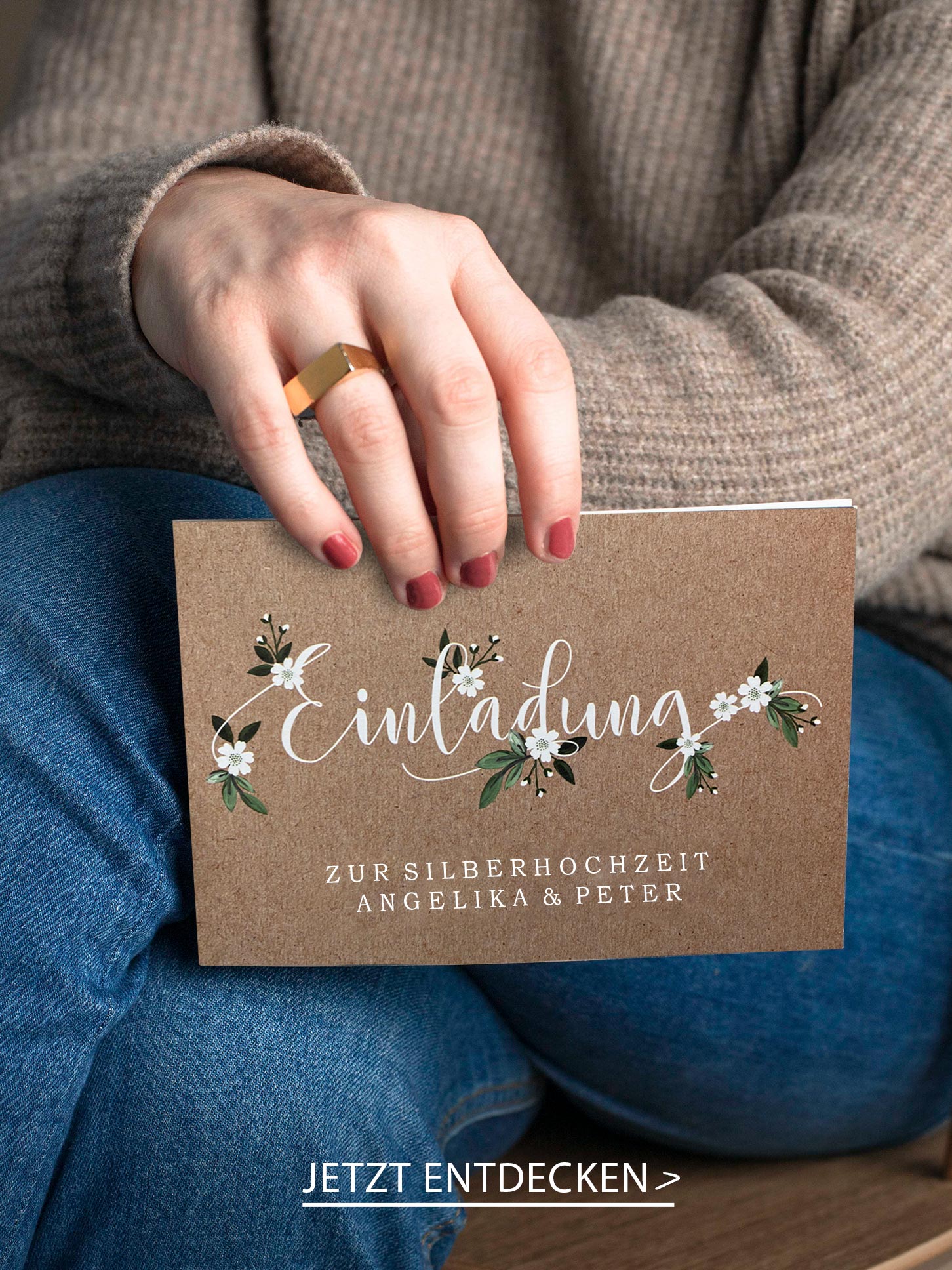EINLADUNG ZUR SILBERHOCHZEIT Rustic Flowers